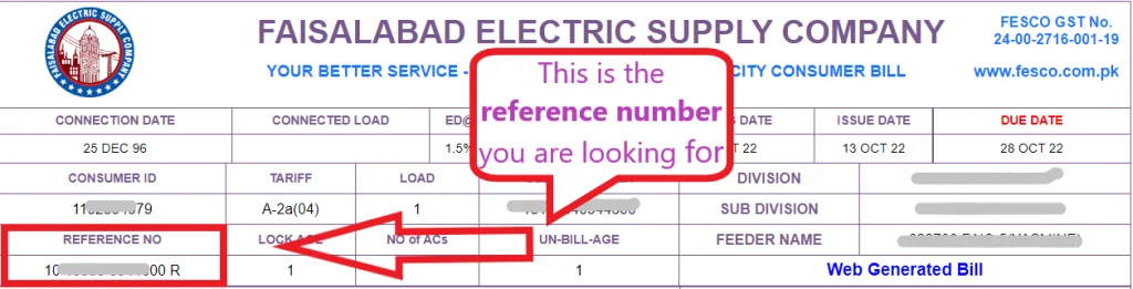 14-digit number on your FESCO bill and consumer ID